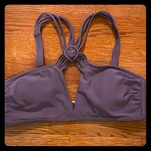 Purple crisscross cut out bikini top